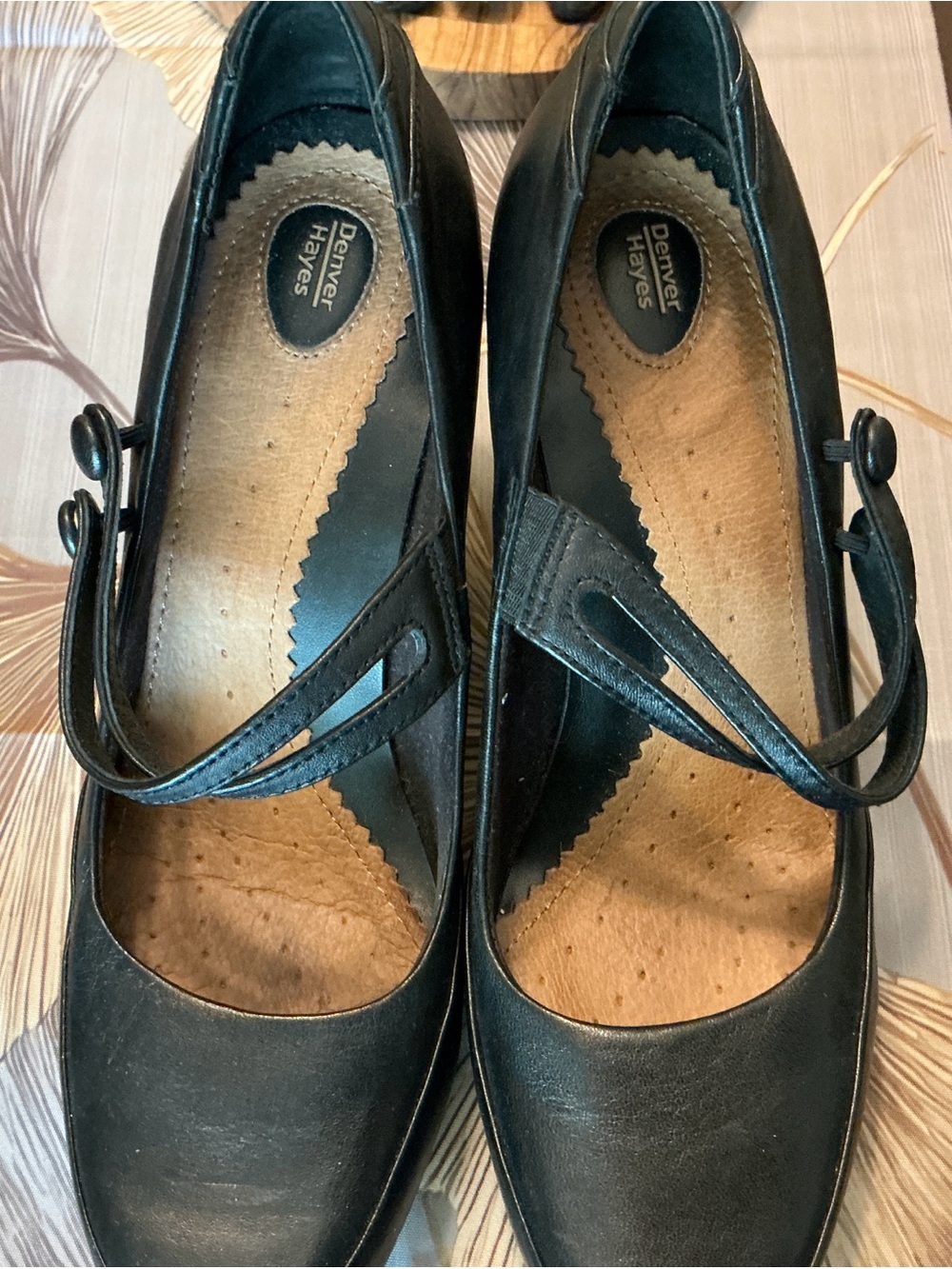 Denver Hayes Black Double-Strap Mary Jane Heels